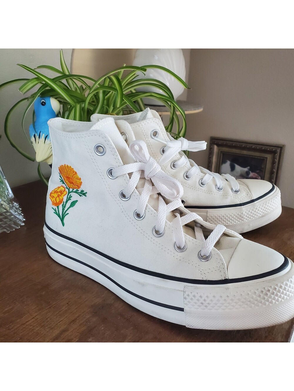 Converse Chuck Taylor Platform California Poppy Marigold Embroidered Sneakers